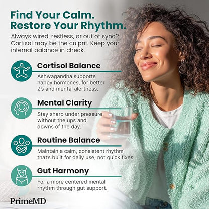 5-in-1 Cortisol Supplement for Women and Men with Ashwagandha for Calmness, Focus, and Adrenal Support Supplements with Shilajit Extract, Magnesium Glycinate, Probiotics (120 ct) (Pack of 2)