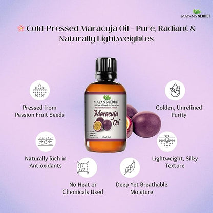 Pure Carrier and Essential Oils for Skin Care, Hair, Body Moisturizer for Face Aging Skin Care (Maracuja Oil (Passion Fruit, 4oz)