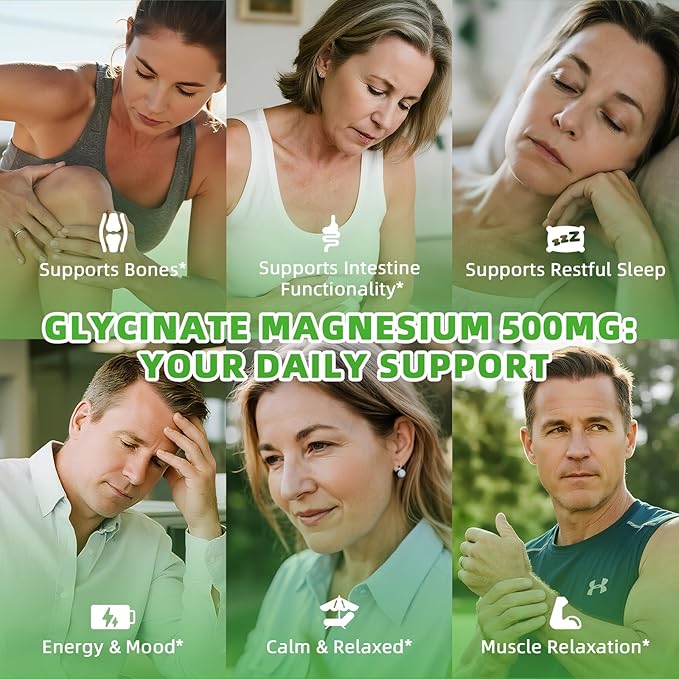 Magnesium Glycinate Supplement 500mg, High Absorption Dietary Supplement Softgels for Sleep, Muscle, Heart Support, Gluten Free, Non GMO, 180 Capsules, 90 Day Supply