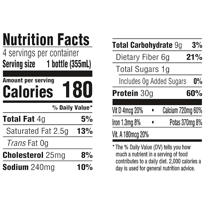Oikos Protein Shake, Chocolate, 30g High Protein Drinks, Shelf Stable, Ready to Drink, 5g Prebiotic Fiber, 12 fl oz Bottle, 4 Count