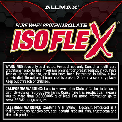 ALLMAX ISOFLEX Pure Whey Isolate Protein Powder - Gluten Free, Low Lactose, Sugar-Free - High-Protein, Clean, Keto-Friendly for Pre Post Workout Supplement for Women and Men | Strawberry, 5lb