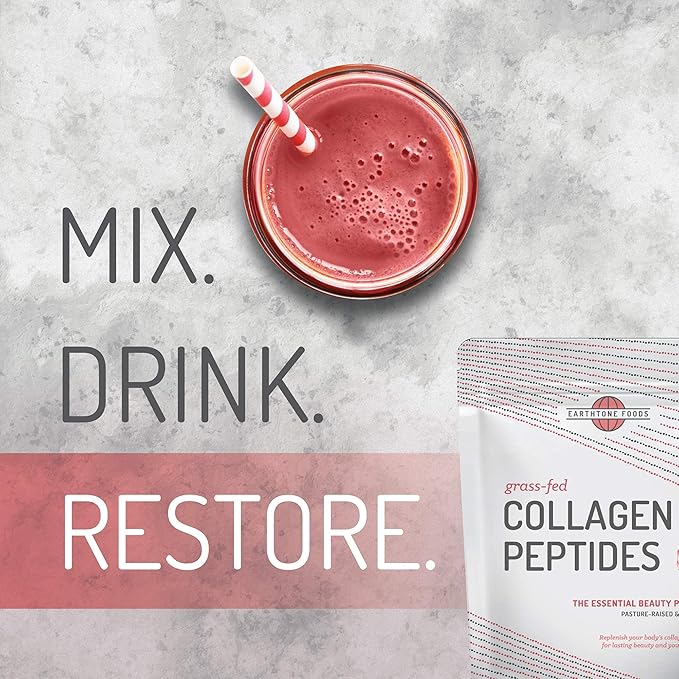 EARTHTONE Collagen Peptides Powder | Paleo-Friendly Hydrolyzed Grass-Fed Non-GMO Protein, 16 oz