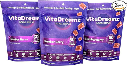Premium Melatonin Sleep Gummies | Advanced Nighttime Blend with GABA, L-Theanine & Chamomile | Slumber Berry Vegan Gummies for Calm Relaxation & Restful Sleep | 180 Count