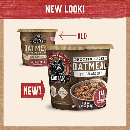 Kodiak Cakes Instant Protein Chocolate Chip Oatmeal in a Cup, 2.12oz (Pack of 12)