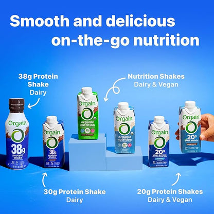 Orgain 30g High Protein Shake, Dairy Isolate Milk Protein, Chocolate Fudge, 5g BCAAs, 1g Sugar Per Serving, Meal Replacement, Ready to Drink, Keto Friendly, Gluten-Free 11 Fl Oz (Pack of 12)