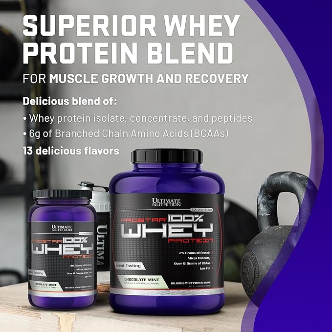Ultimate Nutrition Prostar Whey Protein Powder Isolate, Gourmet Chocolate Mint - Low Carb, High Protein Powder Shake for Muscle Gain & Recovery - Low Sodium, Low-Fat & Keto Friendly - 2 lbs Tub