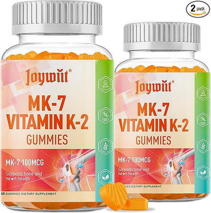 Vitamin K2 MK-7 Gummies 100mcg, Extra Strength K2 Vitamin Supplement for Bone & He-Art Support, Chewable Natural Orange Flavor, Non GMO, Vegan, 120 Gummies