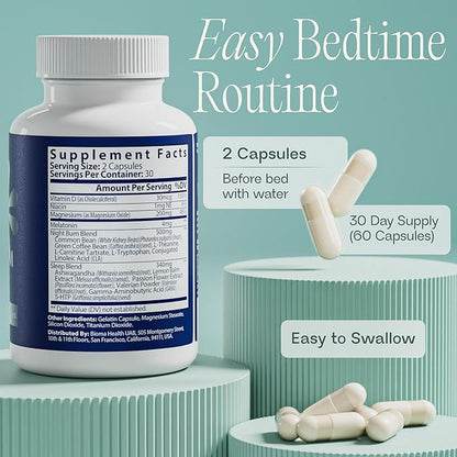 BIOMA Night Metabolism & Sleep - Supports Digestion, Energy Metabolism & Restful Sleep with Melatonin, Vitamin D, Magnesium & More - 180 Capsules (3 Pack, 90-Day Supply)