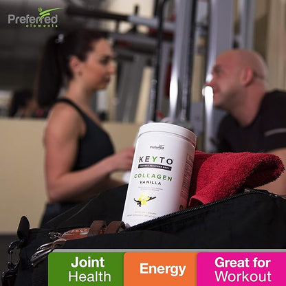 Keto Collagen Protein Powder with MCT Oil – Keto and Paleo Friendly Grass Fed and Pasture Raised Hydrolyzed Collagen Peptides – Fits Low Carb Diet and Keto Snacks – KEYTO Vanilla Flavor