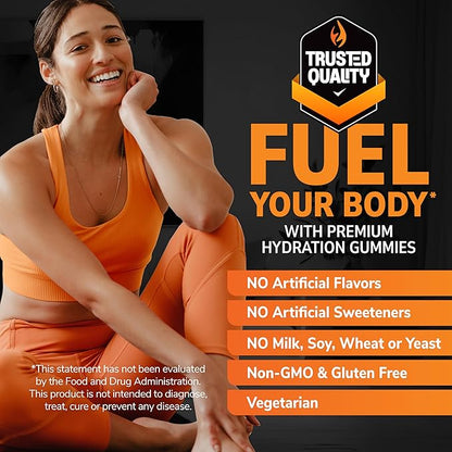 21st Century Full Fuel 365 Electrolyte Gummies, Orange Flavor, 60 Count, Daily Hydration and Electrolyte Replenishment with Potassium, Zinc, B-12, Magnesium