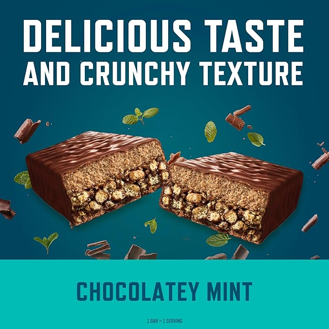 CLIF BUILDERS Protein Bars - Chocolatey Mint - 20g Plant Based Protein - Gluten Free - Non-GMO - Low Glycemic - No Artificial Sweeteners - 2.4 oz. (12 Pack)