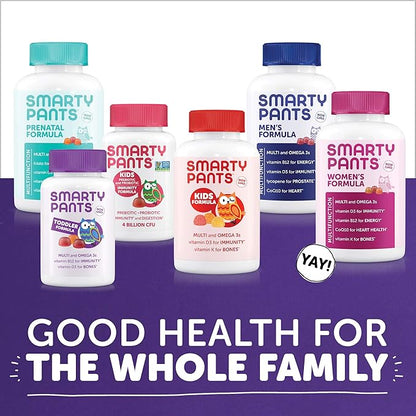 SmartyPants Toddler Multivitamin Gummies: Omega 3 Fish Oil (EPA/DHA), Vitamin D3, C, Vitamin B12, B6, A, K & Zinc, Biotin, Beta Carotene, Gluten Free, Three Fruit Flavors, 180 Count (60 Day Supply)