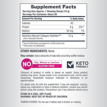 NeoCell Grassfed Collagen Peptides Powder | 7 oz | Unflavored | for Women and Men | Hair, Skin, & Nails