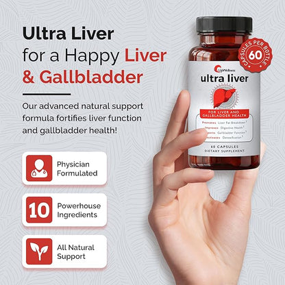 UpWellness Ultra Liver Supplement for Liver Support and Gallbladder Support - Powered by TMG, NAC Milk Thistle, and More - Liver Cleanse Detox & Repair - 60 Capsules - 3 Pack