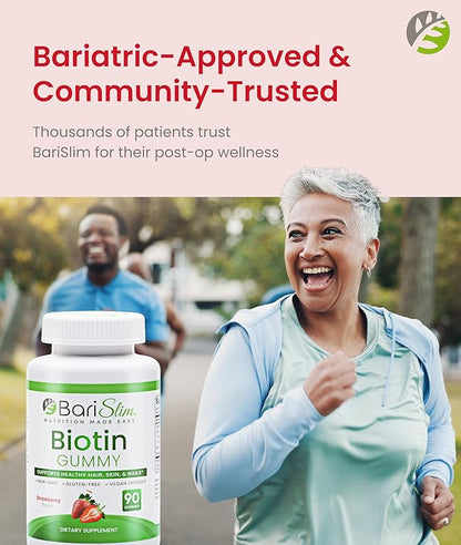 BariSlim Bariatric Vitamin Biotin Gummies - Specially Formulated Gummy Vitamin for Patients After Weight Loss Surgery - Easy to Digest and Great Tasting Fruit Flavors | 90 Fruit Chews