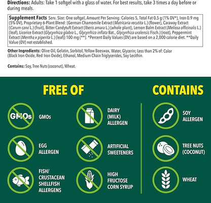 Iberogast Softgels, Herbal Relief of Stomach Upsets: Occasional Indigestion, Bloating, Gas, Nausea, Upset Stomach; 6-Herb Blend with Iberis Amara, Peppermint, Licorice, Lemon Balm; 30ct