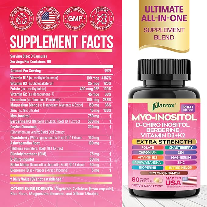 Myo-Inositol + Saffron – Hormonal Balance & Metabolic Support with D-Chiro, DIM, Berberine & Ashwagandha + 6-in-1 Saffron Blend with Lutein, Zeaxanthin, Green Tea & Glucomannan