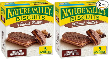 Nature Valley Biscuit Sandwiches, Chocolate Peanut Butter Snacks, 5 ct, 6.75 OZ (Pack of 2)