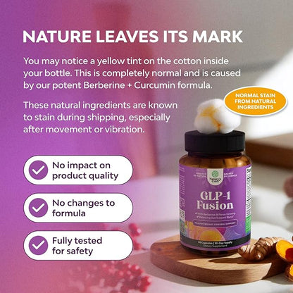 GLP-1 Berberine Supplement - One a Day Healthy Gut Berberine Complex with Panax Ginseng Turmeric Curcumin & Cayenne Pepper for Metabolic Balance - Gluten Free Vegan and Non-GMO - 30 Count