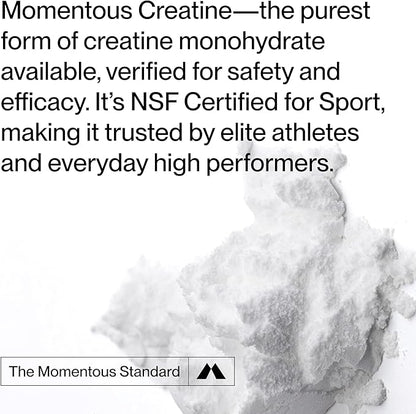 Momentous Creatine Monohydrate Powder - Creatine Powder - Supports Strength, Lean Muscle, & Recovery for Men & Women - NSF Certified for Sport - 5 g per Serving - 15 Servings