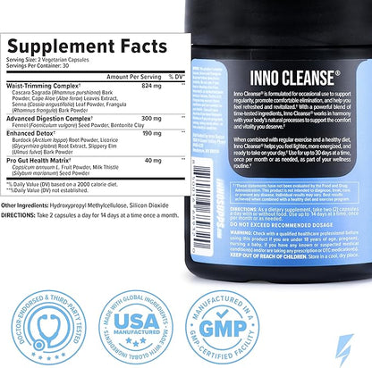 InnoSupps Inno Cleanse 14 Day Colon & Detox Flush, Waist Trimming Complex, Gut Cleanse, Digestive System Support, Stool Softener & Reduced Bloating & Occasional Constipation Relief