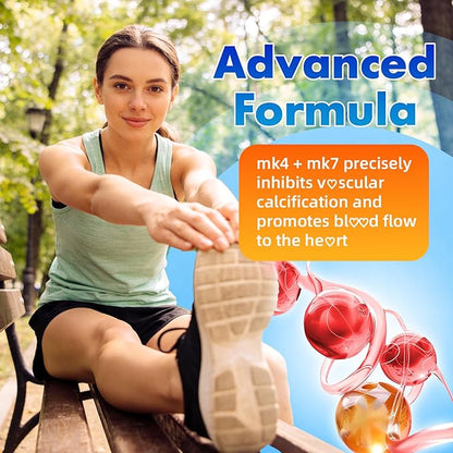 2 Pack Sugar-Free Vitamin K2 Gummies, Dual Formula Vitamin K2 Supplement with MK-7 & MK-4, Supports Bone Health, Gluten-Free, Non-GMO, Sugar-Free, Strawberry Flavor, 120 Gummies