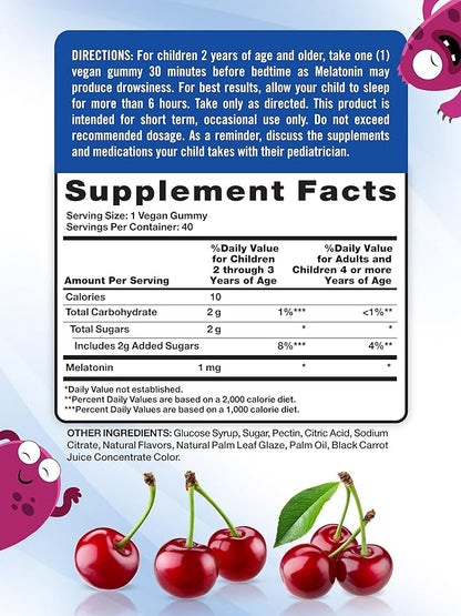 Nature's Truth Kids Melatonin Gummy | 1mg | 40 Count | Vegan, Non-GMO & Gluten Free Gummies | Mixed Berry Flavor
