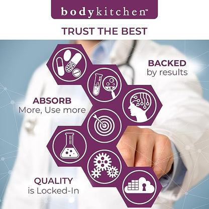 Body Kitchen Pro-Elastin, 1000 mg Elastin Supplement, Help Reduce Signs of Aging, Improved Skin Health, Firmness & Elasticity, Fewer Wrinkles, Veggie Caps, (Pack of 1)