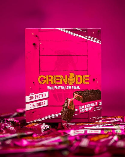 Grenade High Protein Bar - Dark Chocolate Raspberry, 12 x 60 g