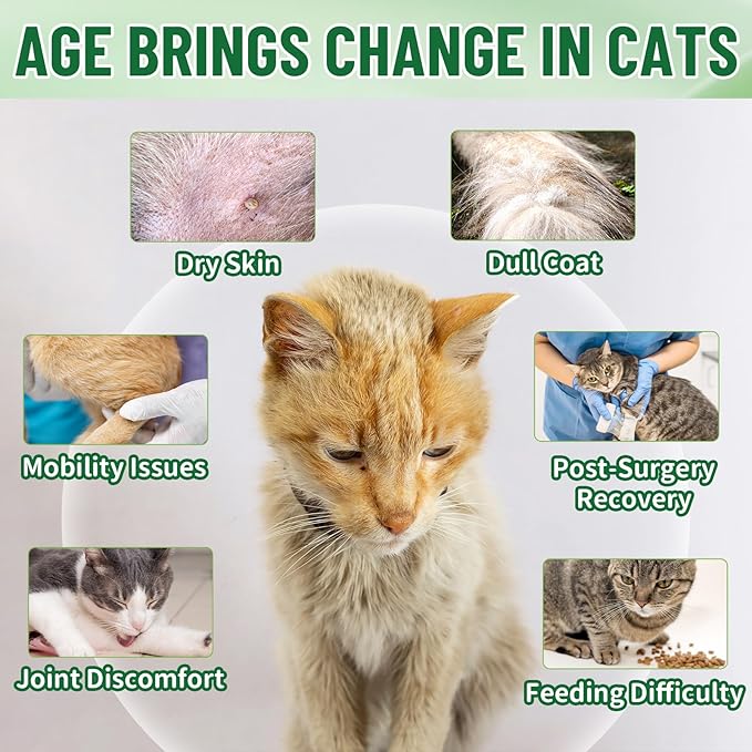 Liquid Collagen for Cats, Cat Collagen Drops with Bovine Collagens, Biotin & Vitamin C, Mobility & Flexibility, Itch Relief, Skin, Coat & Immunity Support, Cat Joint Supplement for Cats