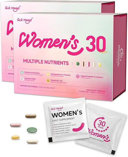 Women's Daily Vitamin Pack System Complete All-in-One Wellness Supplements for Women (2 Box)