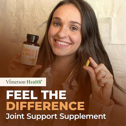 Turmeric Curcumin Supplement with Ginger Root for Joint Support, Digestive & Gut Health - Contains Organic Turmeric Curcumin with Black Pepper (Bioperine) for Enhanced Absorption - 120 Capsules