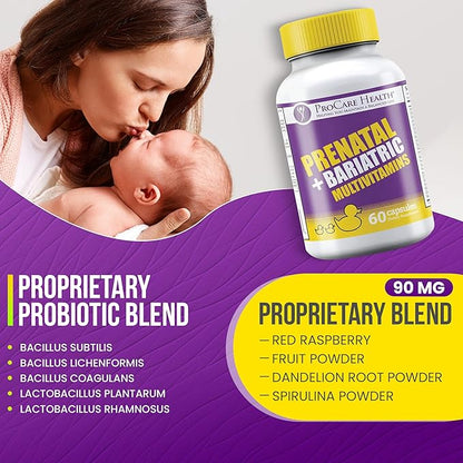 ProCare Health Prenatal Bariatric Multivitamin with Iron (60 Easy to Swallow Capsules) – for Women, Bariatric Vitamins for Gastric Bypass & Gastric Sleeve (1 Month Supply)