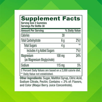 vitafusion Magnesium Glycinate Gummy Supplement, 100 mg per Serving Supports Muscle Relaxation (1) for Adult Women & Men, Boomin’ Cherry Berry Flavor, 60 Count