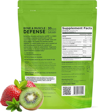 Bone & Muscle Defense Stick Pack | HMB + Leucine Amino Blend for Muscle Support | Protein Growth & Strength Formula for Women & Men | Fertility & Energy Support | Convenient On-the-Go Supplement