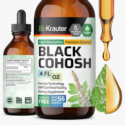 BIO KRAUTER® Perimenopause & Menopause Supplements for Women* - Pure Vegan Black Cohosh for Mood Support & Women's Wellness - Black Cohosh Supplements 4 Fl.Oz 56-Day Supply, Alcohol & Sugar Free