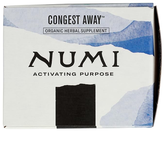 Numi Organic Congest Away Herbal Tea – 16 Herbal Tea Bags – Caffeine Free Cooling Blend with Fennel Peppermint Ginger Cinnamon & Licorice for Soothing Respiratory Comfort