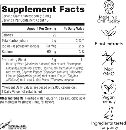 Deep Lung Support Tonic, Herbal Formula for Respiratory Health, Clear Breathing, Bronchial Congestion, Plant-Based - 7.8 fl oz (15 Servings)