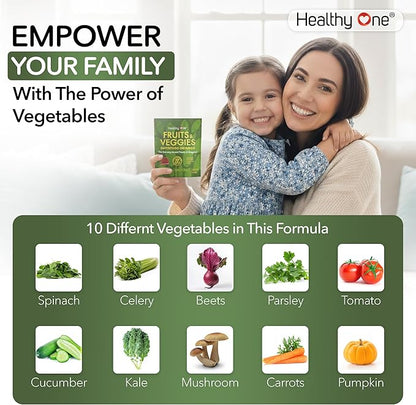 Fruits & Veggies Sugar-Free Gummies - 27 Whole Foods - Equals 3 Servings of Fruits & Vegetables - Improve Energy, Focus & Immune Function - Fiber - Antioxidants - Organic Ingredients - 28 Packets