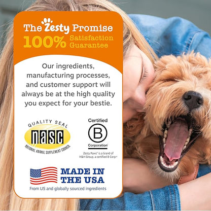Zesty Paws Hip and Joint Supplement for Dogs - Glucosamine with Chondroitin, MSM, Vitamins C and E Dog Joint Relief - Mobility Bites Duck – 90 Count