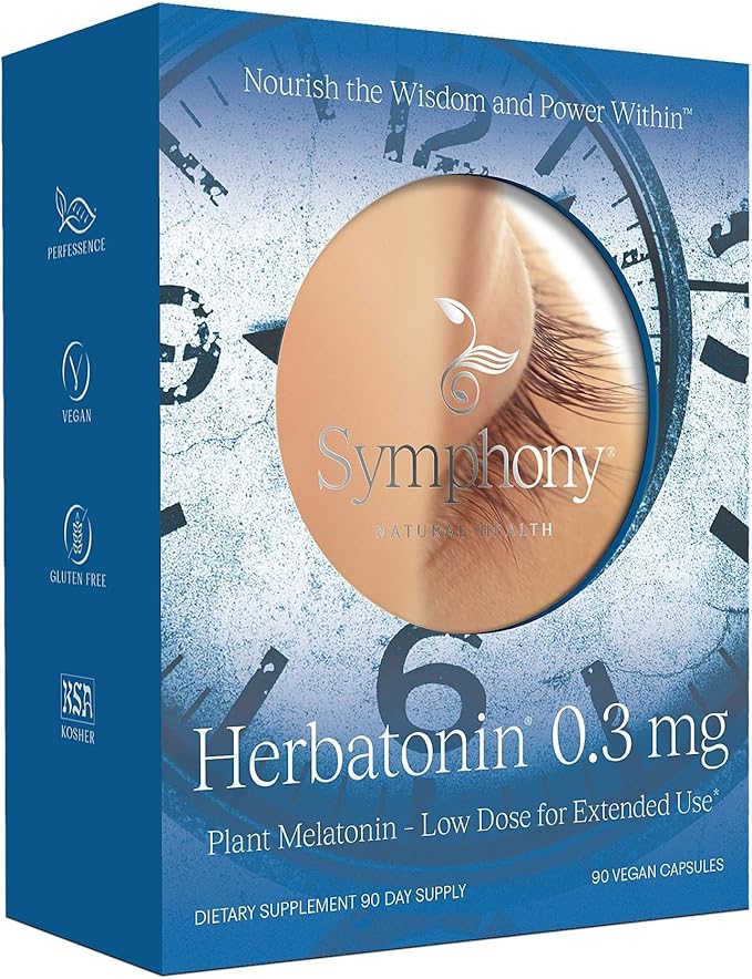 Herbatonin® 0.3 mg – The First Plant-Based, Natural Vegan Melatonin Supplement (Phyto-Melatonin) - Low Dose Sleep Aid, Supports Circadian Rhythm & Cellular Health – 90 Capsules (90 Day Supply)