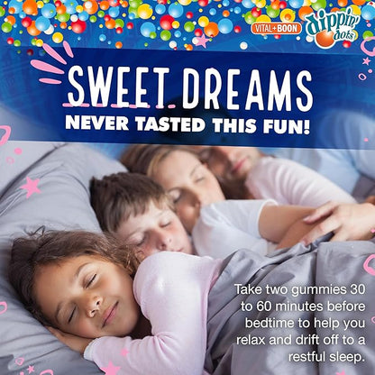 Dippin Dots - Melatonin Gummies for Kids & Adults (60 Days Supply) Strawberry Sunset Creme Flavor | 2.5mg Per Kids Melatonin Supplement for Faster, Longer Sleep | Gummies for Children (120 Count)