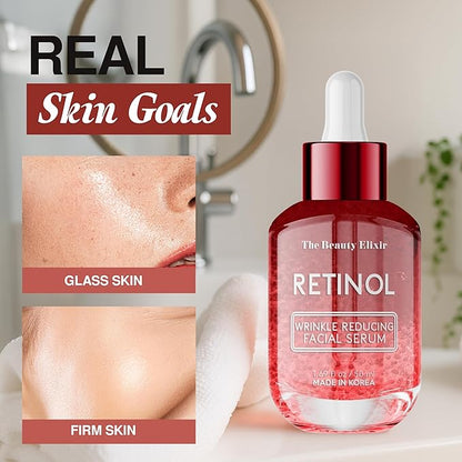 The Beauty Elixir Retinol Serum For Face - Dermatologist Tested, Anti-Aging, Fine Lines & Wrinkles & Post-Acne Marks Treatment - Clean Beauty, Cruelty-Free Korean Skin Care for All Skin Types - 1.69oz