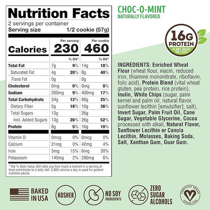 Lenny & Larry's Complete Protein Cookie, [Choc-O-Mint], Chewy Soft Baked, 16g Plant Protein, Vegan, Non-GMO, High Fiber, [4 Ounce] Cookie (Pack of 12)