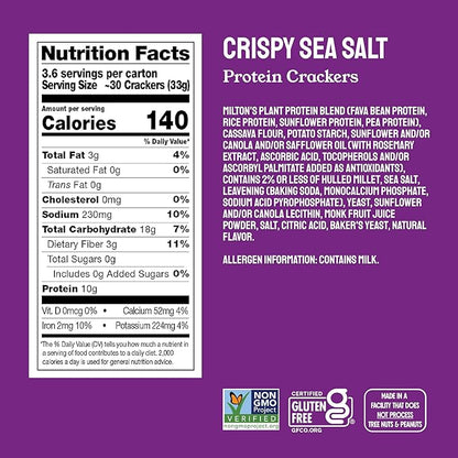 Milton's CRAFT BAKERS Protein Crackers Variety Bundle (Crispy Sea Salt & Red Chili) - 10G Of Plant-Based Protein Per Serving, Certified Gluten Free, Non-Gmo Project Verified, Vegetarian-Friendly, Zero Grams Added Sugar Per Serving, 4.25 Oz, Pack Of 4