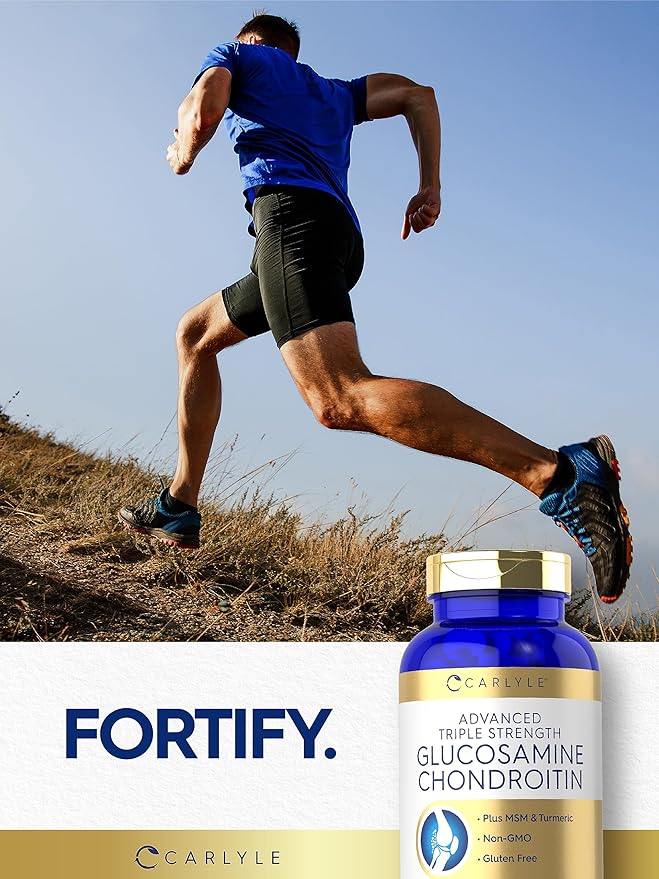 Carlyle Glucosamine Chondroitin MSM Turmeric | 200 Count | Advanced Triple Strength Supplement | Non-GMO & Gluten Free