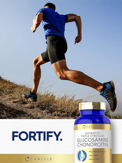 Carlyle Glucosamine Chondroitin MSM Turmeric | 200 Count | Advanced Triple Strength Supplement | Non-GMO & Gluten Free