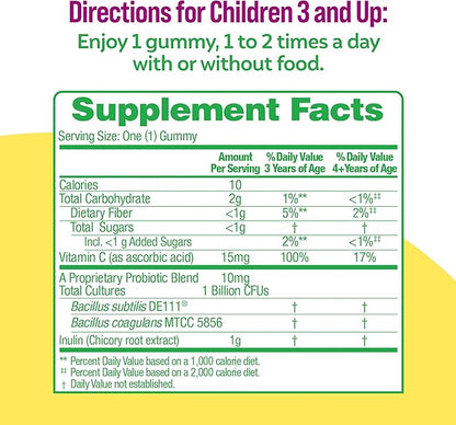 Culturelle Daily Probiotic for Kids + Veggie Fiber Gummies (Ages 3+) 30 Count Berry Flavor - Probiotics for Digestive Health & Immune Support Plus Vitamin C Kids Boost