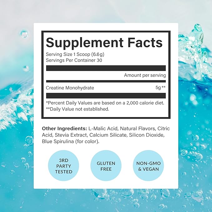 Beam Creatine Monohydrate Powder – 5g Micronized Creatine Monohydrate, Flavored Creatine for Women & Men, Muscle Strength, Growth & Cognitive Support, Blue Raspberry Flavor, 30 Servings