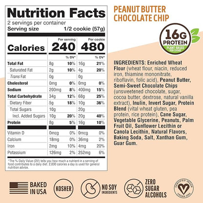 Lenny & Larry's Complete Protein Cookie, [Peanut Butter Chocolate Chip], Chewy Soft Baked, 16g Plant Protein, Vegan, Non-GMO, High Fiber, [4 Ounce] Cookie (Pack of 12)